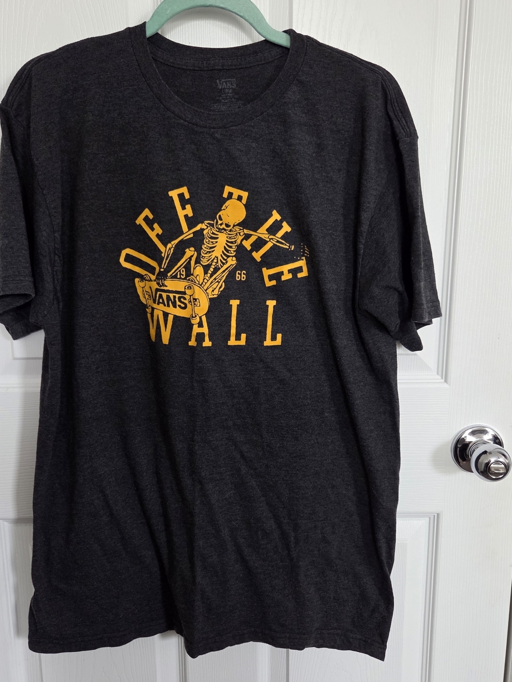 Vans Charcoal Tee Graphic with Yellow Skeleton Skate Print
